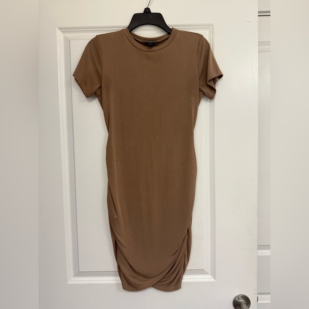 Express Brown Bodycon Mini Dress Short Sleeve Crew Neck